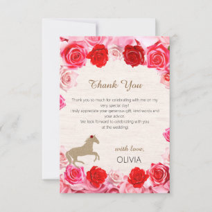 Tarjeta De Agradecimiento Ducha de Novia de Rosas Rojas