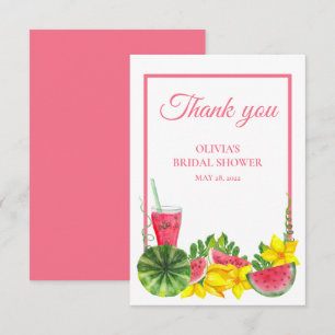 Tarjeta De Agradecimiento Ducha de Novia de Sandía Rosa Adorable