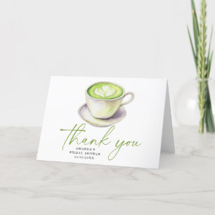 Tarjeta De Agradecimiento Ducha de novia de Té Matcha gracias