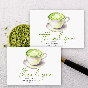 Tarjeta De Agradecimiento Ducha de novia de té Matcha gracias