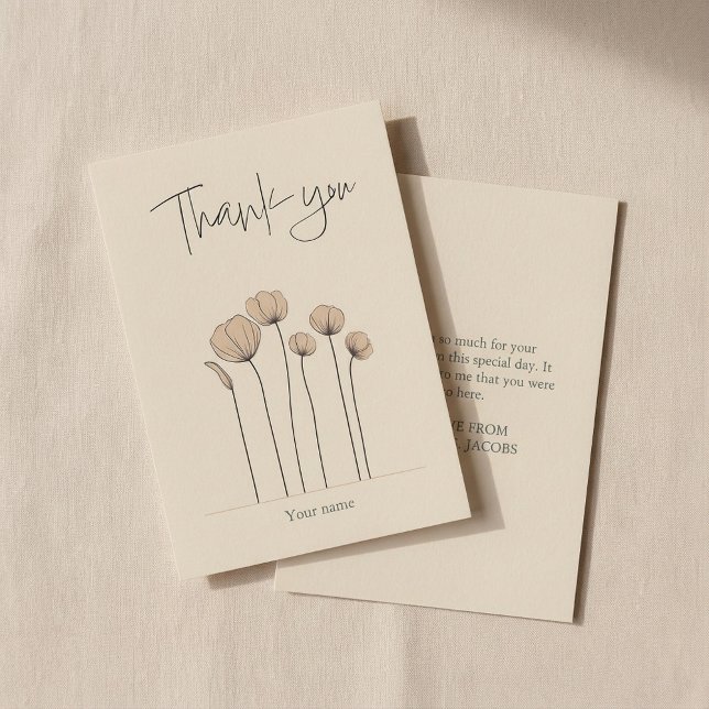Tarjeta De Agradecimiento Ducha de novia de tonos apagados (Muted tones bridal shower thank you card.)