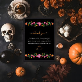 Tarjeta De Agradecimiento Ducha de Novia del Día de Muertos Floral