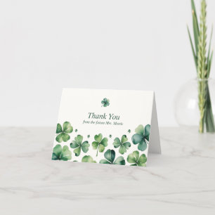 Tarjeta De Agradecimiento Ducha de novia del día de San Patricio Trébol Verd