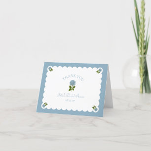 Tarjeta De Agradecimiento Ducha de Novia Dusty Blue Hortensia Chic Escalonad