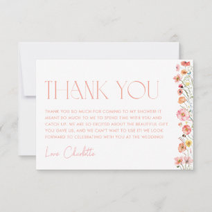 Tarjeta De Agradecimiento Ducha de Novia Floral Amapolas Flores Silvestres