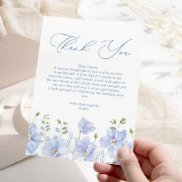 Tarjeta De Agradecimiento Ducha de Novia Floral Azul Polvo