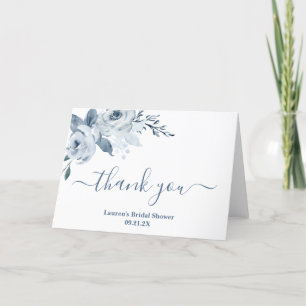 Tarjeta De Agradecimiento Ducha de novia floral azul polvoriento
