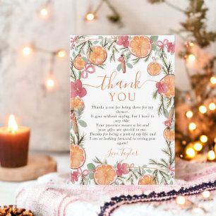 Tarjeta De Agradecimiento ducha de novia floral boho invierno cítrico seco