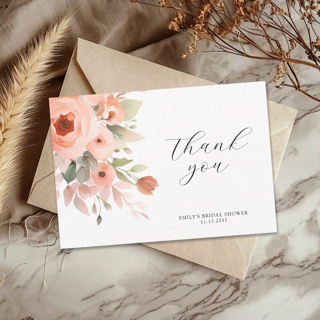 Tarjeta De Agradecimiento Ducha de Novia Floral Boho Melocotón (Subido por el creador)