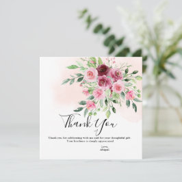 Tarjeta De Agradecimiento Ducha de novia floral de Borgoña