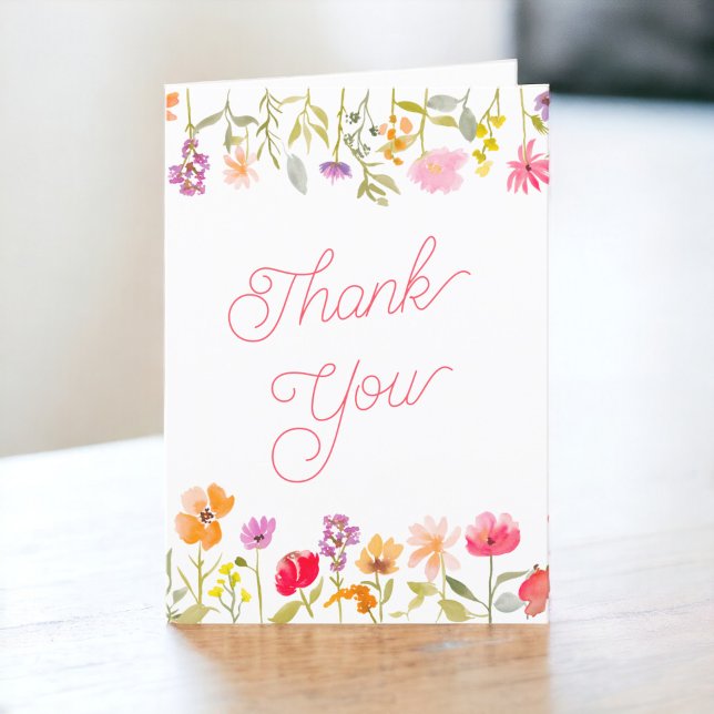Tarjeta De Agradecimiento Ducha de novia floral de flores silvestres de prim (Pretty spring wildflowers floral bridal shower thank you card)