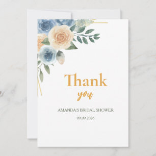 Tarjeta De Agradecimiento Ducha de novia floral eucalipto rosa dorado rosa
