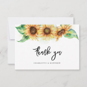 Tarjeta De Agradecimiento Ducha de Novia Floral Girasol