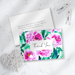 Tarjeta De Agradecimiento Ducha de Novia Floral Peonía Rosa