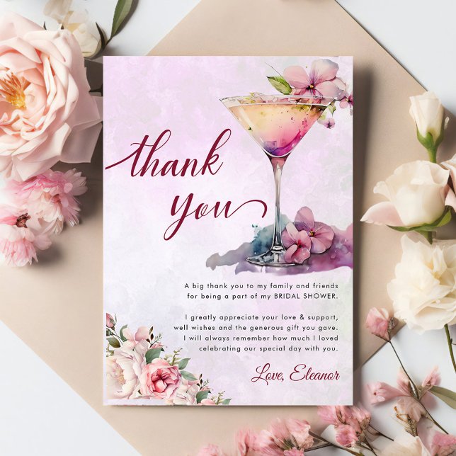 Tarjeta De Agradecimiento Ducha de novia floral rosa (Subido por el creador)