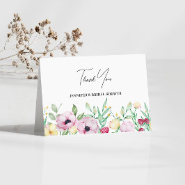 Tarjeta De Agradecimiento Ducha de novia floral rosa