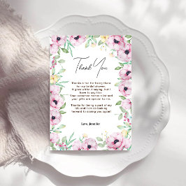 Tarjeta De Agradecimiento Ducha de novia floral rosa