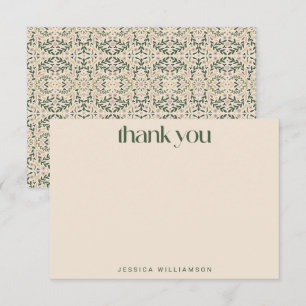 Tarjeta De Agradecimiento Ducha de Novia Floral Verde Vintage Personalizada