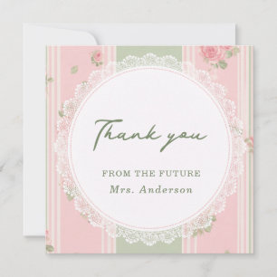 Tarjeta De Agradecimiento Ducha de Novia Floral Vintage