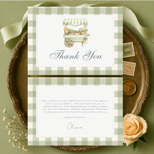 Tarjeta De Agradecimiento Ducha de Novia Fresh Off the Market a Cuadros