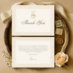 Tarjeta De Agradecimiento Ducha de Novia Gingham Love is Brewing Coffee