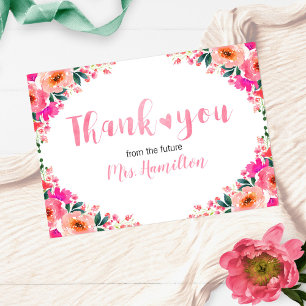Tarjeta De Agradecimiento Ducha de Novia Gracias Cute Acuarela Floral