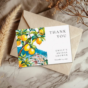 Tarjeta De Agradecimiento Ducha de Novia Italiana Costa Amalfi Cítrico Limón