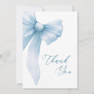Tarjeta De Agradecimiento Ducha de Novia Lazo Azul Coquette