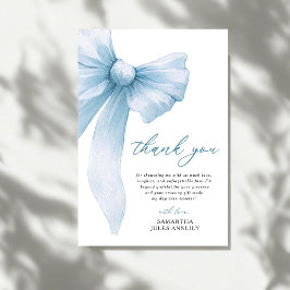 Tarjeta De Agradecimiento Ducha de Novia Lazo Azul Coquette
