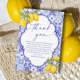 Tarjeta De Agradecimiento Ducha de Novia Limón, el Sabor Italiano Principal