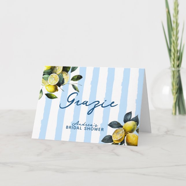 Tarjeta De Agradecimiento Ducha de Novia Limón Italiano (Anverso)