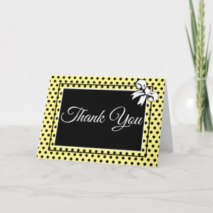 Tarjeta De Agradecimiento Ducha de Novia Lunares Vintage Lazos Amarillo Páli