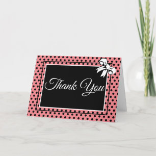 Tarjeta De Agradecimiento Ducha de Novia Lunares Vintage Lazos Rosa