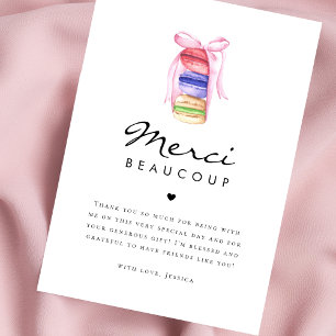 Tarjeta De Agradecimiento Ducha de Novia Macaron Merci Beaucoup Francesa