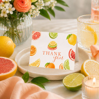 Tarjeta De Agradecimiento Ducha de Novia Main Squeeze Citrus 