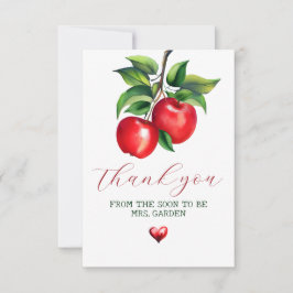 Tarjeta De Agradecimiento Ducha de Novia Manzana Roja