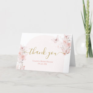 Tarjeta De Agradecimiento Ducha de Novia Mariposas Florales