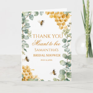 Tarjeta De Agradecimiento Ducha de Novia Meant to Bee Panal Eucalipto