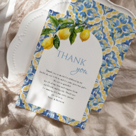 Tarjeta De Agradecimiento Ducha de Novia Mediterranean Lemon Main Squeeze
