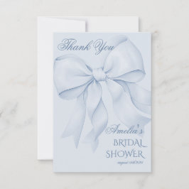 Tarjeta De Agradecimiento Ducha de Novia Minimal Azul Polvoriento