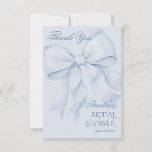 Tarjeta De Agradecimiento Ducha de Novia Minimal Azul Polvoriento