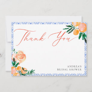 Tarjeta De Agradecimiento Ducha de Novia Naranja Italiana That's Amore