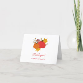 Tarjeta De Agradecimiento Ducha de Novia Otoñal Elegante Letra Calabaza