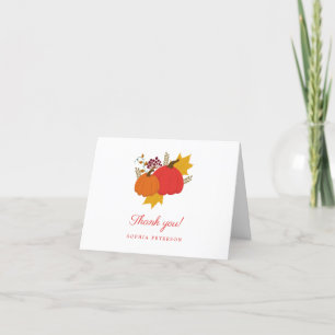 Tarjeta De Agradecimiento Ducha de Novia Otoñal Elegante Letra Calabaza