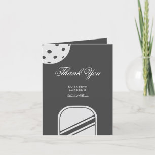 Tarjeta De Agradecimiento Ducha de Novia para Amantes de Pickleball Negro y 