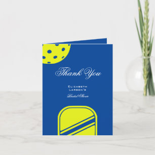 Tarjeta De Agradecimiento Ducha de Novia para Amantes de Pickleball Neon Azu