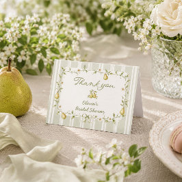 Tarjeta De Agradecimiento Ducha de Novia Perfecta Pera Verde Salvia