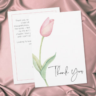 Tarjeta De Agradecimiento Ducha de Novia Pink Tulip Solo