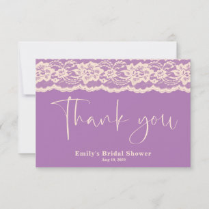 Tarjeta De Agradecimiento Ducha de novia Purple Lace