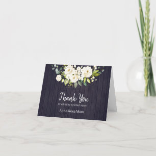 Tarjeta De Agradecimiento *~* Ducha de novia rosa blanca de madera de madera